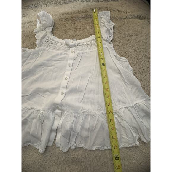 Lucky Brand White Ruffled Women's Top Sz L - Picture 8 of 10